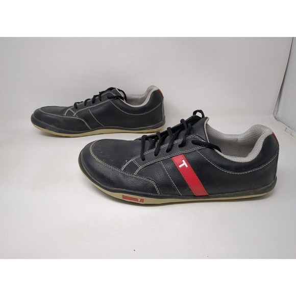 TRUE Linkswear Golf P1‎ Black Leather Shoes Men Size 10 US Red Stripe - Picture 4 of 10